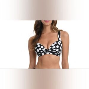 👙LaBlanca, bikini top in black with white dots. NWT, Size 16